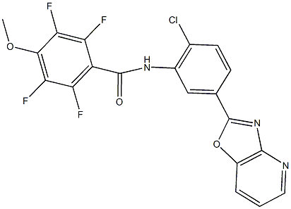 N-(2-chloro-5-[1,3]oxazolo[4,5-b]pyridin-2-ylphenyl)-2,3,5,6-tetrafluoro-4-methoxybenzamide 구조식 이미지