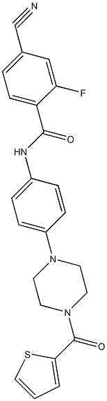 4-cyano-2-fluoro-N-{4-[4-(2-thienylcarbonyl)-1-piperazinyl]phenyl}benzamide Structure