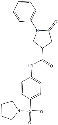 5-oxo-1-phenyl-N-[4-(1-pyrrolidinylsulfonyl)phenyl]-3-pyrrolidinecarboxamide 구조식 이미지