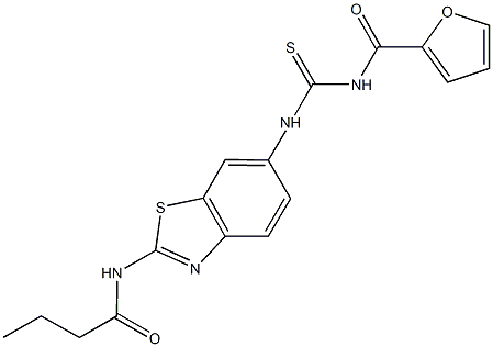 N-(6-{[(2-furoylamino)carbothioyl]amino}-1,3-benzothiazol-2-yl)butanamide 구조식 이미지