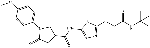 N-(5-{[2-(tert-butylamino)-2-oxoethyl]sulfanyl}-1,3,4-thiadiazol-2-yl)-1-(4-methoxyphenyl)-5-oxo-3-pyrrolidinecarboxamide Structure