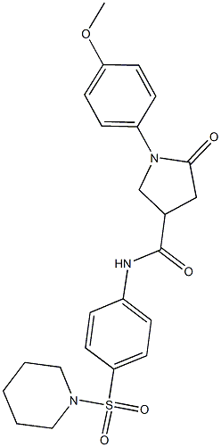 1-(4-methoxyphenyl)-5-oxo-N-[4-(1-piperidinylsulfonyl)phenyl]-3-pyrrolidinecarboxamide Structure