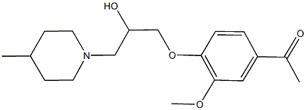 1-{4-[2-hydroxy-3-(4-methyl-1-piperidinyl)propoxy]-3-methoxyphenyl}ethanone 구조식 이미지