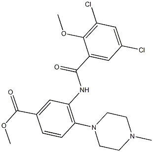 methyl 3-[(3,5-dichloro-2-methoxybenzoyl)amino]-4-(4-methyl-1-piperazinyl)benzoate 구조식 이미지