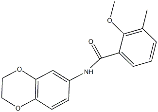 N-(2,3-dihydro-1,4-benzodioxin-6-yl)-2-methoxy-3-methylbenzamide 구조식 이미지