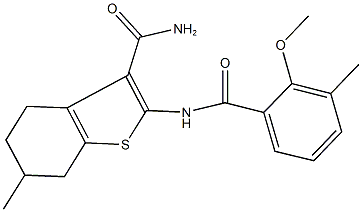 2-[(2-methoxy-3-methylbenzoyl)amino]-6-methyl-4,5,6,7-tetrahydro-1-benzothiophene-3-carboxamide 구조식 이미지