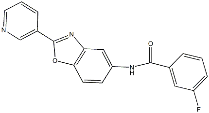3-fluoro-N-[2-(3-pyridinyl)-1,3-benzoxazol-5-yl]benzamide Structure