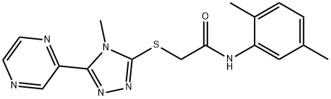 N-(2,5-dimethylphenyl)-2-{[4-methyl-5-(2-pyrazinyl)-4H-1,2,4-triazol-3-yl]sulfanyl}acetamide 구조식 이미지