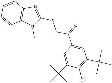 1-(3,5-ditert-butyl-4-hydroxyphenyl)-2-[(1-methyl-1H-benzimidazol-2-yl)sulfanyl]ethanone Structure