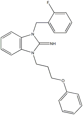 1-(2-fluorobenzyl)-3-(3-phenoxypropyl)-1,3-dihydro-2H-benzimidazol-2-imine Structure