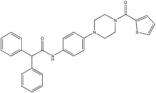 2,2-diphenyl-N-{4-[4-(2-thienylcarbonyl)-1-piperazinyl]phenyl}acetamide 구조식 이미지