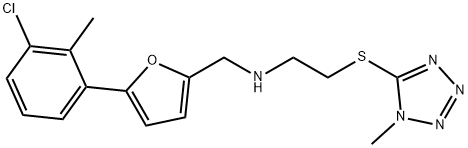 N-{[5-(3-chloro-2-methylphenyl)-2-furyl]methyl}-N-{2-[(1-methyl-1H-tetraazol-5-yl)sulfanyl]ethyl}amine 구조식 이미지