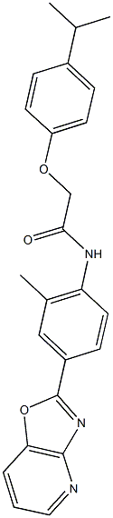 2-(4-isopropylphenoxy)-N-(2-methyl-4-[1,3]oxazolo[4,5-b]pyridin-2-ylphenyl)acetamide 구조식 이미지