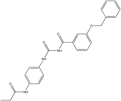 N-{4-[({[3-(benzyloxy)benzoyl]amino}carbothioyl)amino]phenyl}propanamide 구조식 이미지