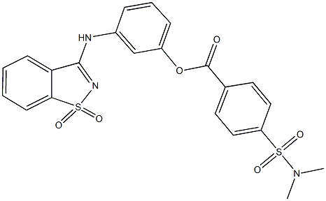 3-[(1,1-dioxido-1,2-benzisothiazol-3-yl)amino]phenyl 4-[(dimethylamino)sulfonyl]benzoate 구조식 이미지