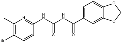 N-(1,3-benzodioxol-5-ylcarbonyl)-N'-(5-bromo-6-methyl-2-pyridinyl)thiourea 구조식 이미지