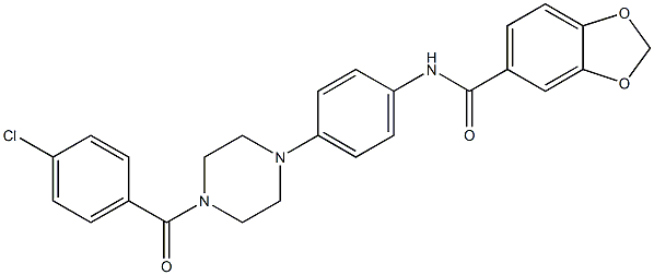 N-{4-[4-(4-chlorobenzoyl)-1-piperazinyl]phenyl}-1,3-benzodioxole-5-carboxamide 구조식 이미지