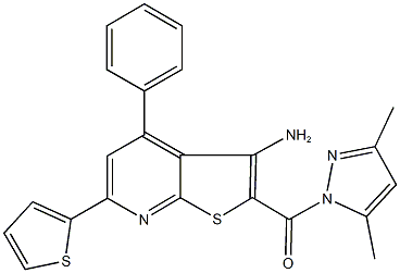 2-[(3,5-dimethyl-1H-pyrazol-1-yl)carbonyl]-4-phenyl-6-(2-thienyl)thieno[2,3-b]pyridin-3-ylamine Structure