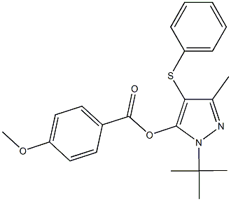 1-tert-butyl-3-methyl-4-(phenylsulfanyl)-1H-pyrazol-5-yl 4-methoxybenzoate 구조식 이미지