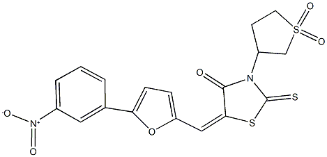 3-(1,1-dioxidotetrahydro-3-thienyl)-5-[(5-{3-nitrophenyl}-2-furyl)methylene]-2-thioxo-1,3-thiazolidin-4-one Structure