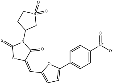 3-(1,1-dioxidotetrahydro-3-thienyl)-5-[(5-{4-nitrophenyl}-2-furyl)methylene]-2-thioxo-1,3-thiazolidin-4-one 구조식 이미지
