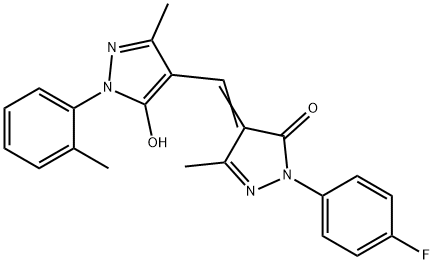2-(4-fluorophenyl)-4-{[5-hydroxy-3-methyl-1-(2-methylphenyl)-1H-pyrazol-4-yl]methylene}-5-methyl-2,4-dihydro-3H-pyrazol-3-one Structure