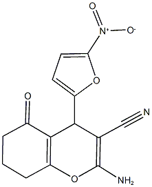 2-amino-4-(5-nitro-2-furyl)-5-oxo-5,6,7,8-tetrahydro-4H-chromene-3-carbonitrile Structure