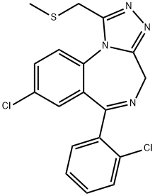 [8-chloro-6-(2-chlorophenyl)-4H-[1,2,4]triazolo[4,3-a][1,4]benzodiazepin-1-yl]methyl methyl sulfide Structure