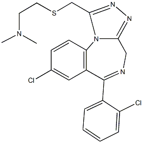 N-[2-({[8-chloro-6-(2-chlorophenyl)-4H-[1,2,4]triazolo[4,3-a][1,4]benzodiazepin-1-yl]methyl}sulfanyl)ethyl]-N,N-dimethylamine Structure