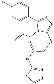 2-{[4-allyl-5-(4-chlorophenyl)-4H-1,2,4-triazol-3-yl]sulfanyl}-N-(1,3-thiazol-2-yl)acetamide 구조식 이미지
