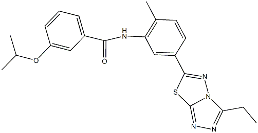 N-[5-(3-ethyl[1,2,4]triazolo[3,4-b][1,3,4]thiadiazol-6-yl)-2-methylphenyl]-3-isopropoxybenzamide 구조식 이미지