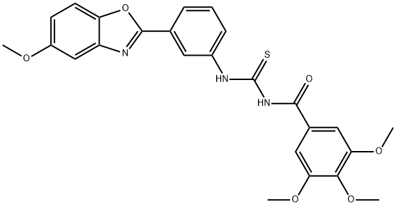 N-[3-(5-methoxy-1,3-benzoxazol-2-yl)phenyl]-N'-(3,4,5-trimethoxybenzoyl)thiourea 구조식 이미지