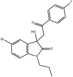 5-bromo-3-[2-(4-fluorophenyl)-2-oxoethyl]-3-hydroxy-1-propyl-1,3-dihydro-2H-indol-2-one 구조식 이미지