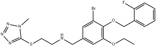 N-{3-bromo-5-ethoxy-4-[(2-fluorobenzyl)oxy]benzyl}-N-{2-[(1-methyl-1H-tetraazol-5-yl)sulfanyl]ethyl}amine 구조식 이미지