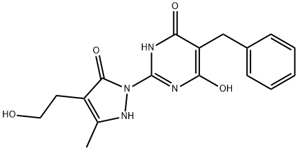 5-benzyl-6-hydroxy-2-[4-(2-hydroxyethyl)-3-methyl-5-oxo-2,5-dihydro-1H-pyrazol-1-yl]-4(3H)-pyrimidinone 구조식 이미지