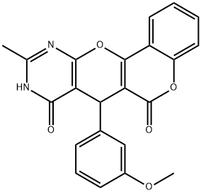 7-(3-methoxyphenyl)-10-methyl-7,9-dihydro-6H,8H-chromeno[3',4':5,6]pyrano[2,3-d]pyrimidine-6,8-dione 구조식 이미지