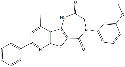 4-(3-methoxyphenyl)-10-methyl-8-phenyl-3,4-dihydro-1H-pyrido[3',2':4,5]furo[3,2-e][1,4]diazepine-2,5-dione 구조식 이미지