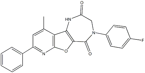 4-(4-fluorophenyl)-10-methyl-8-phenyl-3,4-dihydro-1H-pyrido[3',2':4,5]furo[3,2-e][1,4]diazepine-2,5-dione 구조식 이미지