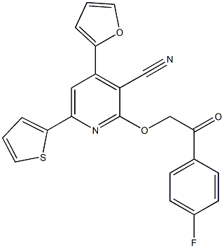 2-[2-(4-fluorophenyl)-2-oxoethoxy]-4-(2-furyl)-6-(2-thienyl)nicotinonitrile 구조식 이미지