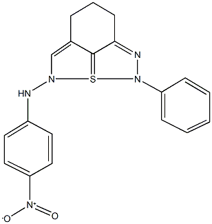 N-(4-nitrophenyl)-2-phenyl-2,6,7,8-tetrahydro-4H-3lambda~4~-isothiazolo[4,5,1-hi][1,2,3]benzothiadiazol-4-amine 구조식 이미지