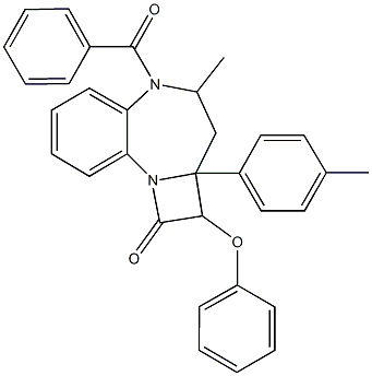 5-benzoyl-4-methyl-2a-(4-methylphenyl)-2-phenoxy-2a,3,4,5-tetrahydroazeto[1,2-a][1,5]benzodiazepin-1(2H)-one Structure