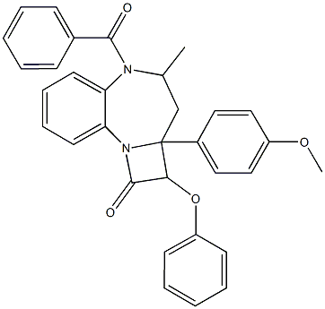 5-benzoyl-2a-(4-methoxyphenyl)-4-methyl-2-phenoxy-2a,3,4,5-tetrahydroazeto[1,2-a][1,5]benzodiazepin-1(2H)-one 구조식 이미지