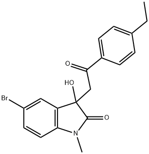 5-bromo-3-[2-(4-ethylphenyl)-2-oxoethyl]-3-hydroxy-1-methyl-1,3-dihydro-2H-indol-2-one 구조식 이미지