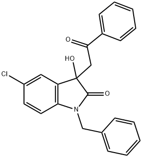 1-benzyl-5-chloro-3-hydroxy-3-(2-oxo-2-phenylethyl)-1,3-dihydro-2H-indol-2-one Structure