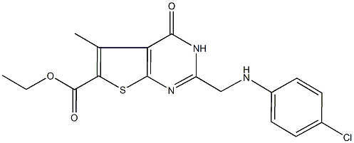 ethyl 2-[(4-chloroanilino)methyl]-5-methyl-4-oxo-3,4-dihydrothieno[2,3-d]pyrimidine-6-carboxylate Structure