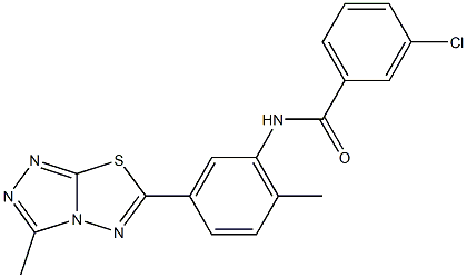 3-chloro-N-[2-methyl-5-(3-methyl[1,2,4]triazolo[3,4-b][1,3,4]thiadiazol-6-yl)phenyl]benzamide Structure