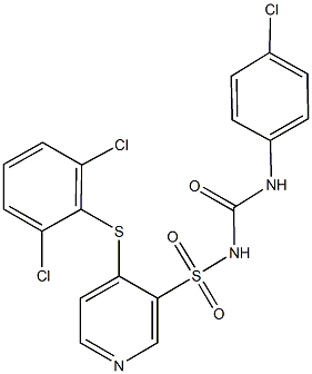 3-({[(4-chloroanilino)carbonyl]amino}sulfonyl)-4-[(2,6-dichlorophenyl)sulfanyl]pyridine 구조식 이미지