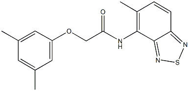 2-(3,5-dimethylphenoxy)-N-(5-methyl-2,1,3-benzothiadiazol-4-yl)acetamide 구조식 이미지