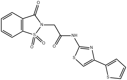 2-(1,1-dioxido-3-oxo-1,2-benzisothiazol-2(3H)-yl)-N-[4-(2-thienyl)-1,3-thiazol-2-yl]acetamide 구조식 이미지