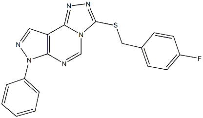 3-[(4-fluorobenzyl)sulfanyl]-7-phenyl-7H-pyrazolo[4,3-e][1,2,4]triazolo[4,3-c]pyrimidine 구조식 이미지